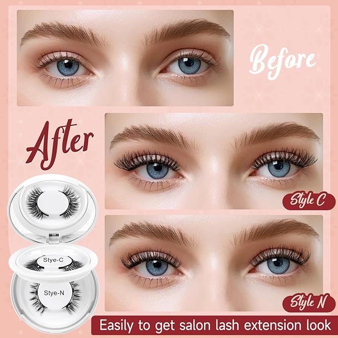 Higu clace Magnetic-Eyelashes with Applicator 2 Pairs Magnetic-Lashes Natural Look Wispy Magnet Lashes Easy to Wear and Remove（DJCX-C+N）