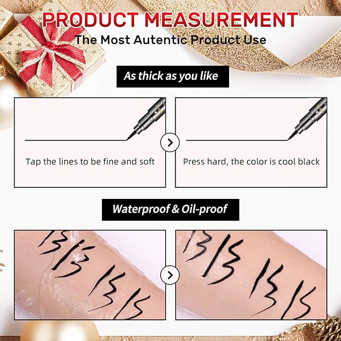 Erinde 6PCS Double-headed Eyeliner Stamp Pen Set, Black Stencil, Winged Eyeliner Tattoo Tool, Star Moon Heart Eye Makeup