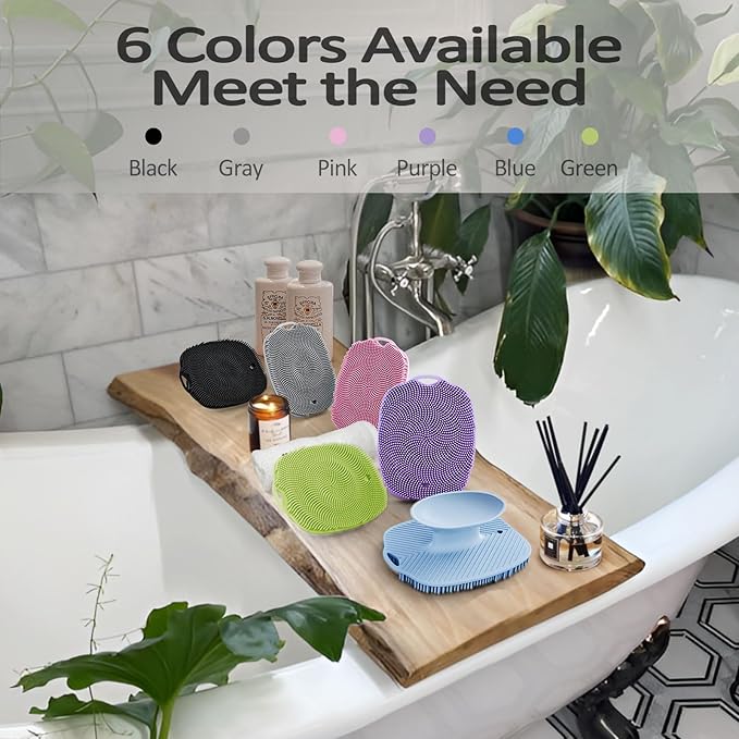 Soft Silicone Body Scrubber, Gentle Like a Hand Exfoliating Your Skin and Build Up Lather Easily, Back Large Suction Cup Easy to Store, Long-Lasting & Deep Clean (Green)