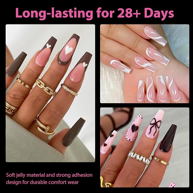 UNA GELLA Long Coffin Nail Tips, 504pcs Pre-Shape Fake Nails Half Matte Full Cover Acrylic Gel Nail Tips Clear Long Coffin Press On Nails Home DIY Extension 12 Sizes Gelly Tips