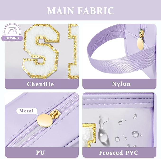 COSHAYSOO Clear Sunscreen Bag Makeup Toiletries Pouch Beach Vacation Essentials Summer Travel Stuff Accessories Personalized Graduation Gifts for Her Women College Teen Girls Teacher Nurse Purple SPF