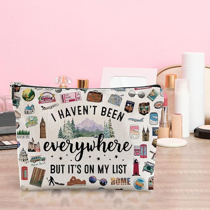 LONGXIN Travel Bag Gifts for Women Travel Makeup Bag Essentials Cosmetic Bag Toiletry Bag World Gift Flight Vacation Gifts for Women Sister Friend