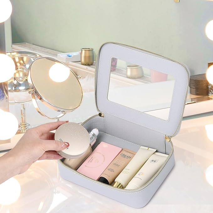 Clear Makeup Bag Set Travel Cosmetic Bag and Toiletry Bag Women's Purse Pouch Cosmetic Stroage Organizer Case with Zipper Car Essentials (Gray, M+Mini)