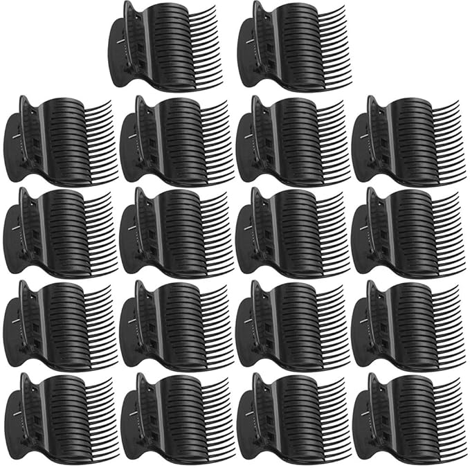 Aniann 18 Pieces Hot Roller Clips Plastic Hair Curler Claw Clips Replacement for Small, Medium, Large and Jumbo Hair Rollers (Black)
