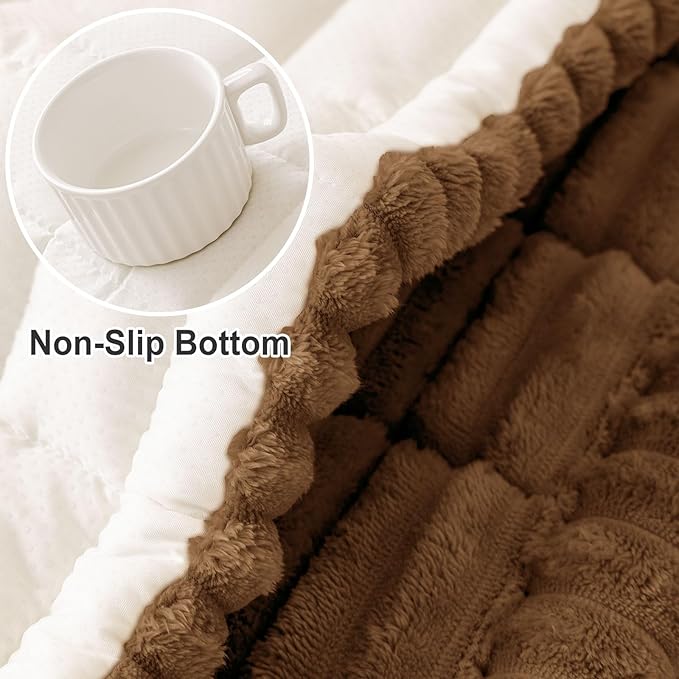 hyha Couch Covers for Dogs Washable, Non Slip Plush Dog Sofa Protectors, Fuzzy Pet Couch Covers for 3 Cushion Sofa Pet Friendly (Brown, 27.6" x 27.6")