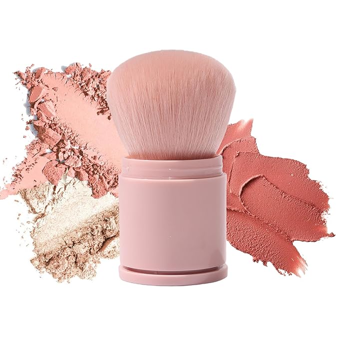 Retractable Makeup Brush, Kabuki Powder brush, Premium Retractable Kabuki Brush, Travel Blush Brush for Bronzer, Setting and Powder Makeup, Essential Tools for Flawless Makeup Application