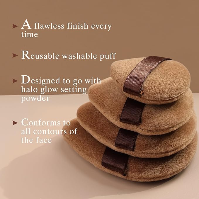 Powder Puff for Face Powder Triangle Beauty Blender Sponge Halo Glow Brown Powder Puff for Flawless Makeup Application