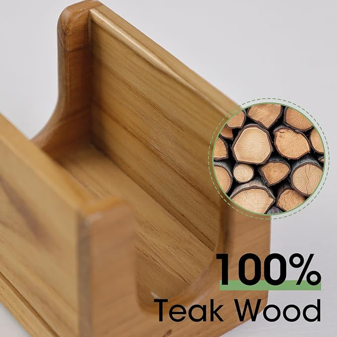 HTB Sponge Holder for Kitchen Sink,Teak Wood Dish Sponge Caddy Rack Tray Stand with Drain,Kitchen Sink Storage Organizer Countertop