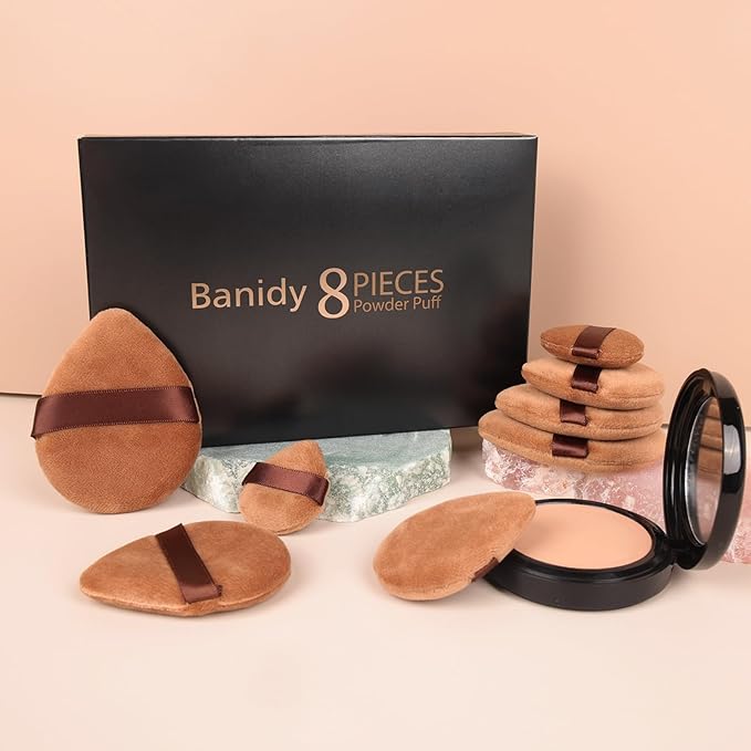 Powder Puff for Face Powder Triangle Beauty Blender Sponge Halo Glow Brown Powder Puff for Flawless Makeup Application