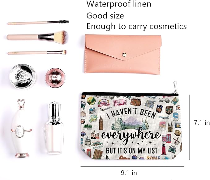 LONGXIN Travel Bag Gifts for Women Travel Makeup Bag Essentials Cosmetic Bag Toiletry Bag World Gift Flight Vacation Gifts for Women Sister Friend