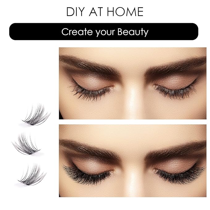 Cluster Lashes 72 Individual Lashes Clusters Eyelash Extensions False Eyelashes DIY Lash Extension Kit Reusable False Eyelashes Natural Look Mix 10-16mm-DM17