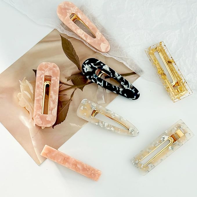 12 Pieces Acrylic Resin Marble Hair Clips Set, Decorative Pearls Hair Barrettes Sweet Decorative Bobby Pins Hairpin Headwear Hair Accessories Headwear for Women and Girls…