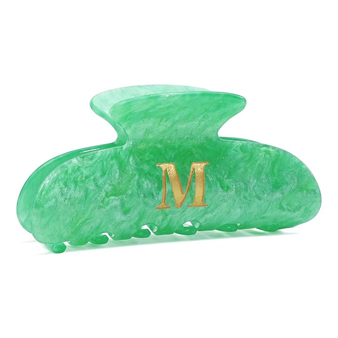 Initial Cute Hair Clips - Letter Elegant Hair Claw Clips, Fashion Glitter Claw Clips Durable Hair Clips, Wedding Gift, Bridesmaid Gifts, Birthday Gifts, Christmas Gift, Green Letter M