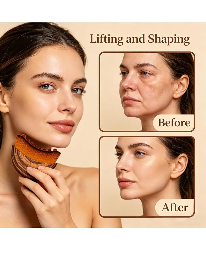 Lymphatic Contour Face Brush for Drainage Sculpting, Soft Gentle Facial Cleansing Tool, Reduces Puffiness, for Sensitive Skin Daily Skincare Routine, Ergonomic Design, Travel Friendly (1PCS)