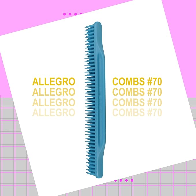 Allegro Combs 3-Row Detangling Comb, Wide Tooth Curl Defining Brush, Perfect for Women Curly Hair Stylists, Curl Defining Comb, Made In The USA, Baby Blue (1 Piece)