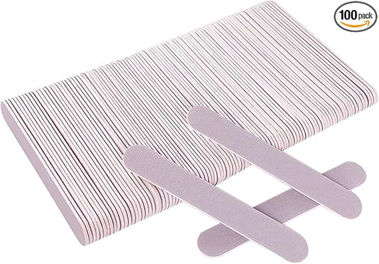 Mini Nail Files Bulk (100 Pcs), Double Sided Emery Board Nail File for Nature Nails, Manicure Tool Set Disposable Colorful Nail File for Home Salon Use Travel Size Men Women Kids Wood Board