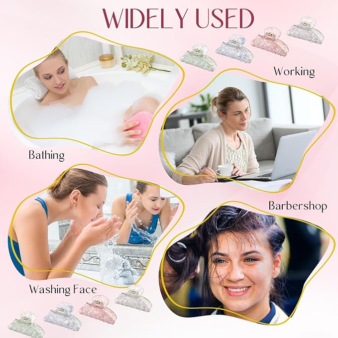 8 Pcs Large Acrylic Hair Claw Clips for Women Non-slip Strong Hold Jaw Clamps for Thick Thin Hair(French,Saturated Color)