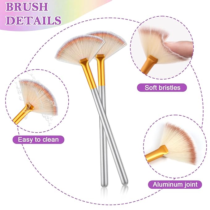 16 Pcs Rainbow Esthetician Supplies 8 Facial Fan Brushes Esthetician 8 Rainbow Stainless Steel Mixing Bowls Face Mask Brush Facial Bowls Esthetician for Mud Cream Makeup Spa Salon Women
