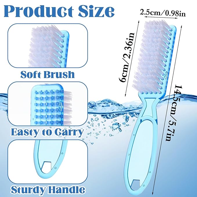 100 Pcs Handle Grip Nail Brush Bulk Nail Brushes for Cleaning Fingernails Soft Bristles Cleaning Brushes, Soft Stiff Bristles Pedicure Manicure Tools for Toe, 5 Colors