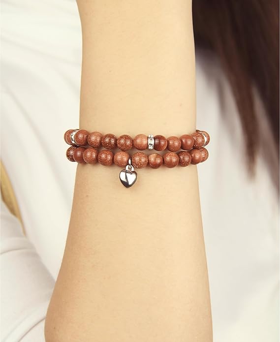 2Pcs Healing Crystal Bracelets for Women Handmade Beaded Bracelet Healing Prayers Crystal 8mm Natural Stone Beads Bracelet Stress Relief Get Well Soon Gifts