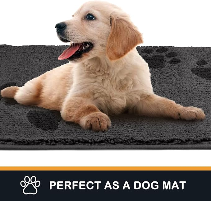PURRUGS Dirt Trapping Door Mat 24" x 59", Non-Skid/Slip Machine Washable Microfiber Entrance Rug, Shoes Scraper, Dog Doormat, Super Absorbent Floor Mat for Muddy Wet Shoes and Paws, Grey