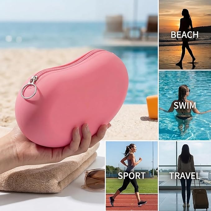 Silicone Makeup Bag for Travel, Zipper Makeup Tools Bag, Large Makeup Brush Holder, Waterpoof Toiletry Bag, Large Capacity Cosmetic Bags, Gifts for Girls Girlfriend Wife Birthday Gift (Rose pink)