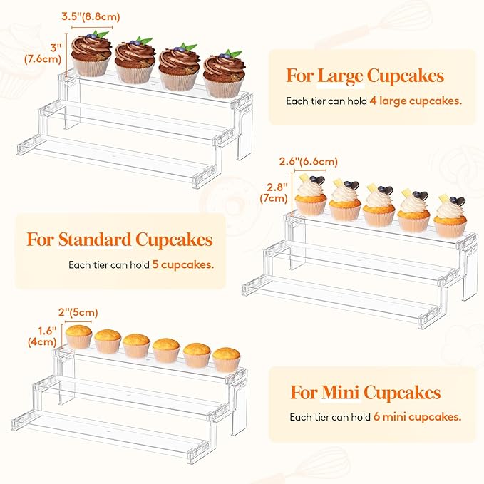 Lifewit Cupcake Stand, Perfume Cologne Organizer, Tool-Free Assembly, Display Riser, Spice Rack, Figurine Holder, Makeup Storage, Room Decor, Party Decorations, Clear, 14″ 3 Tier, 1 Pcs