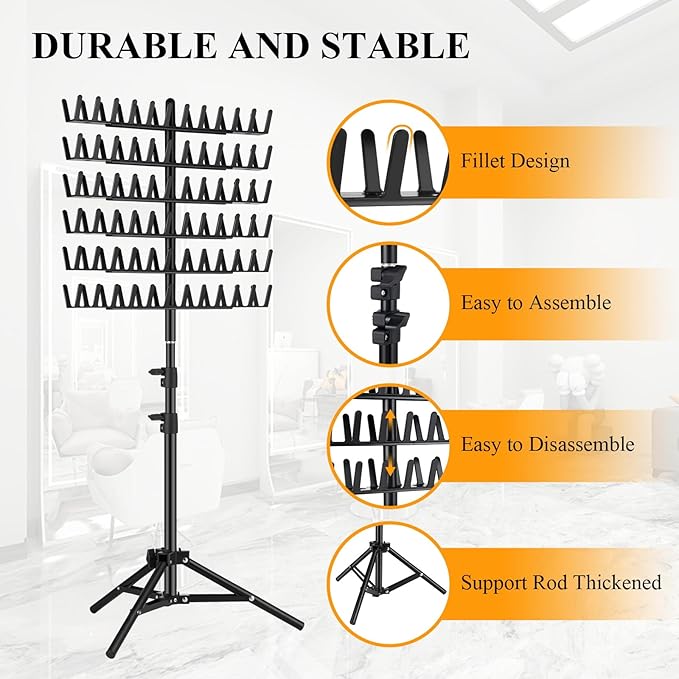 JANMPASK Braiding Hair Rack Height Adjustable 144 Pegs Braiding Rack Hair Extension Holder with Hair Braiding Tools Hair Divider Rack for Braiding Hair Separator Stand (black)