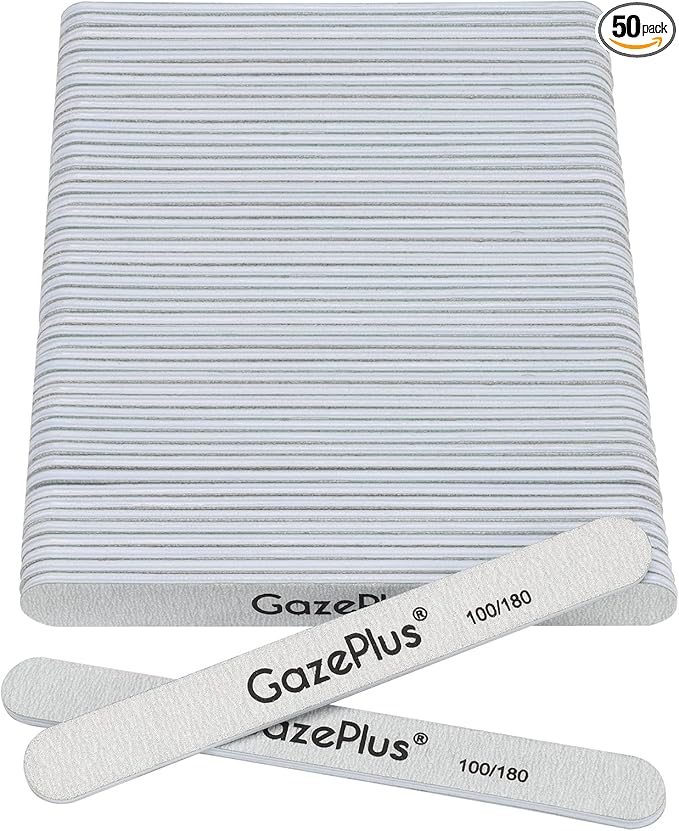 Nail Files, 50 PCS Fingernail Files 7" Long 100/180 Grit Emery Boards for Nails Professional Nail File Bulk Washable Suitable for Both Acrylic and Natural Nails Zebra