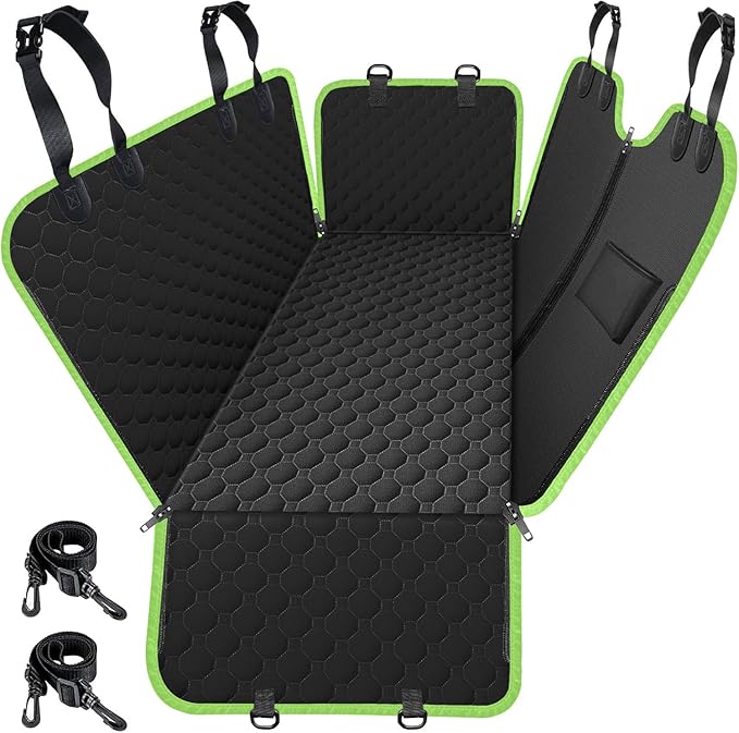 Mancro Dog Car Seat Cover, 2025 Upgraded 600D Heavy Duty Waterproof & Scratch-Resistant Dog Hammock for Car, Back Seat Pet Cover for Dogs with Sedan, Trucks and SUVs, Standard, Green