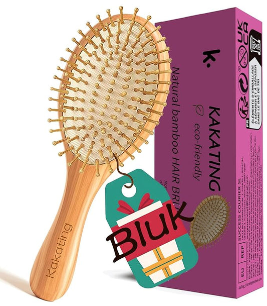 16 Pack Bamboo Hair Brush for Hair Growth | Natural Wooden Hairbrush Detangling Massaging Scalp Bulk (Ellipse, Count, 16)