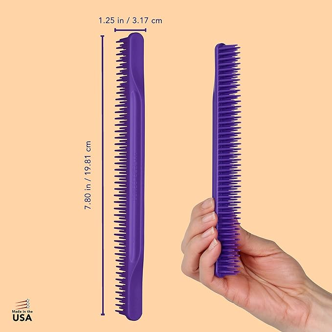 Allegro Combs 3-Row Detangling Comb, Wide Tooth Curl Defining Brush, Perfect for Women Curly Hair Stylists, Curl Defining Comb, Made In The USA, 1 Piece, Purple