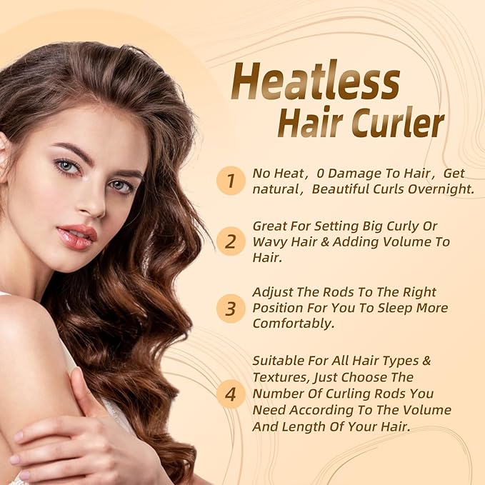 Overnight Heatless Hair Curler Blowout Rods Satin Flexi Rods for Heatless Overnight Jumbo Curls, No-Heat Styling Tools for All Hair Types, 3pcs Wine
