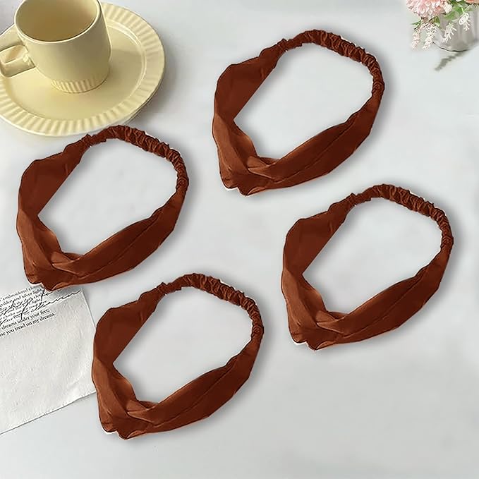 4PACK Womens Silk Headband Satin Headbands Silky Hairband Wide Head Bands Hair Wrap Fashion Hairbands Accessories