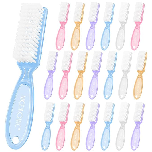 NICEMOVIC 20 Pcs Nail Brush for Cleaning Fingernails, Handle Grip Nail Scrubber Brush, Hand Fingernail Cleaner Brush Manicure Tools Scrub Cleaning Brushes, Use for Toe and Nail Cleaning (Clear)