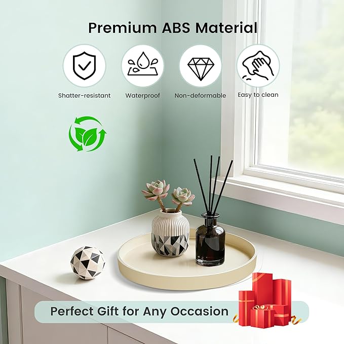 2 Pack 9" Bathroom and Vanity Tray, ABS Bathroom Counter Organizer， Coffee Table Decor for Perfume, Candles, Keys &More. Kitchen Countertop Organizer, Decorative Tray Soap Holder, Yellow