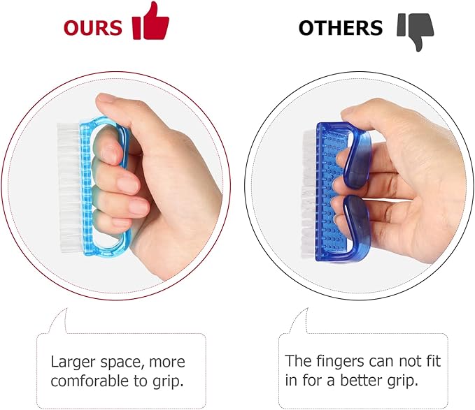 Handle Grip Nail Brush, Hand Fingernail Brush Cleaner Scrubbing Kit Pedicure for Toes and Nails Men Women (4 Pack)