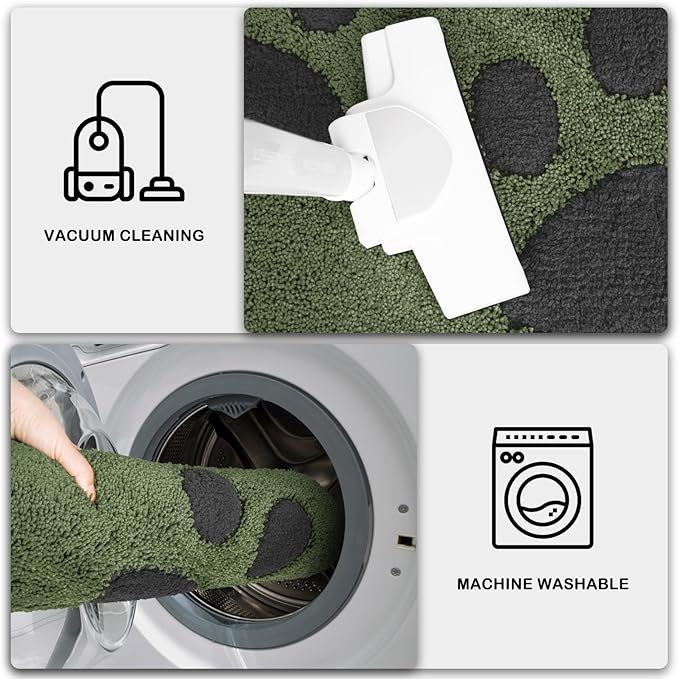PURRUGS Dirt Trapping Door Mat 32" x 70", Non-Skid/Slip Machine Washable Microfiber Entryway Rug, Dog Doormat, Super Absorbent Welcome Mat for Muddy Wet Shoes and Paws, Green