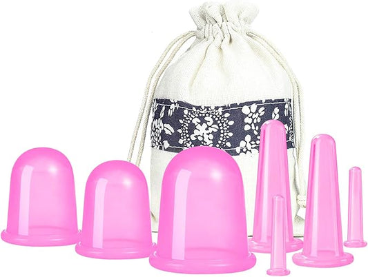 500-miles Cupping Therapy Sets 7Pcs Silicone Anti Cellulite Cup Vacuum Suction Massage Cups Facial Cupping Sets Body and Face Massager for Adults Home Use