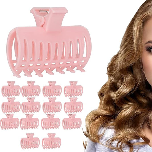 Hot Roller Clips Roller 15Pcs, Hair Curler Claw Clips Fixing Clamp Set, Plastic Reusable Hair Styling Curling Clips for Women Girls Hair Section Styling 1.97x2.56 Inches()