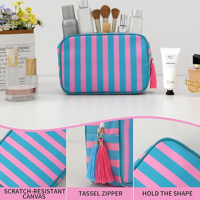 Makeup Bag Travel Cosmetic Bag Organizer Tassel Toiletry Bag Large Canvas Zipper Pouch Mahjong Tile Bag