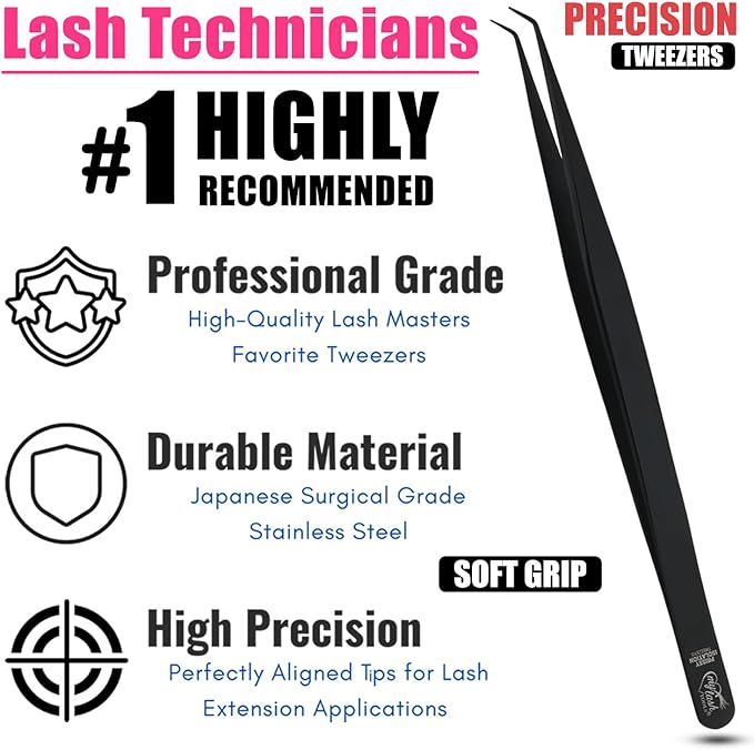 My Lash Tools Eyelash Extension Tweezers for Isolation Lash Extensions Best for Individual Isolation & Classic Lashes 14cm Eyelash Twisers (Black)