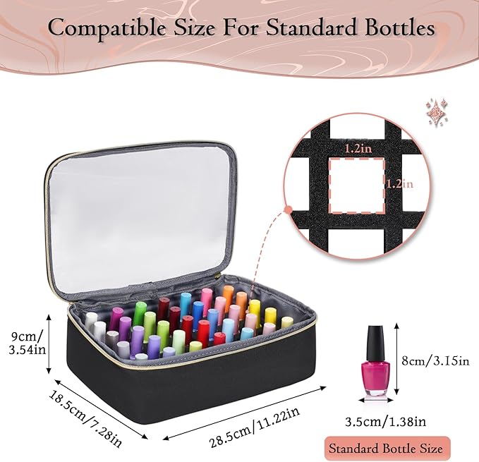 YOREPEK Extra Large Nail Polish Organizer Case Holds 70 to 100+ Bottles (15ml/0.5 fl.oz) UV lamp, Gel Polish Travel Case Bag with 2 Removable Pouches Fits Nail Suppiles, Gift for Manicurist, Girls