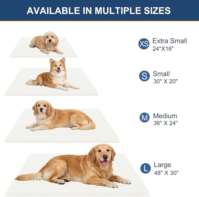 OLANLY Dog Door Mat for Muddy Paws 47x24, Ultra Absorbent Chenille Mud Doormat, Non-Slip Washable and Dirt Trapping Doormat for Indoor Entryway, Quick-Dry Indoor Pet Bed Mats for Dogs, Ivory