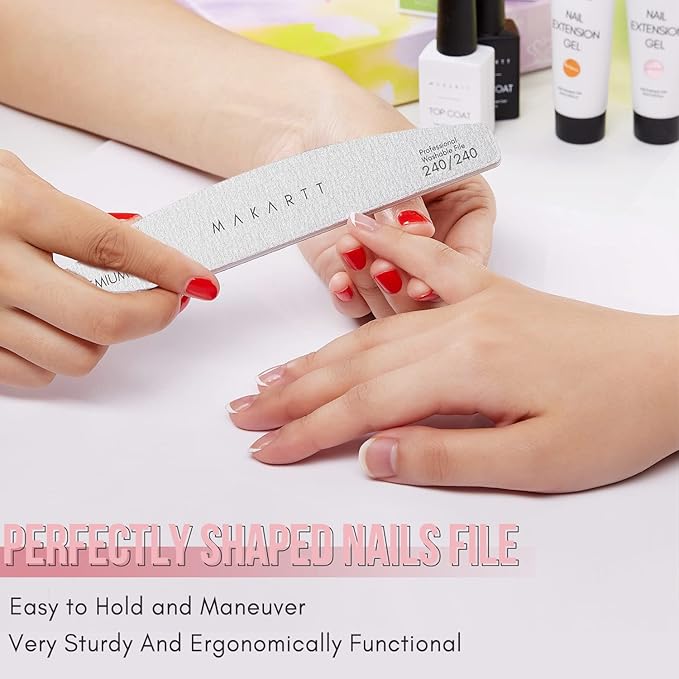 Makartt Nail File: 240/240 Grit Emery Boards for Nails, 10pcs Ultra-Fine Filer Kit for a Shiny Finish Zebra Doubled Sides Washable Manicure Pedicure Tools