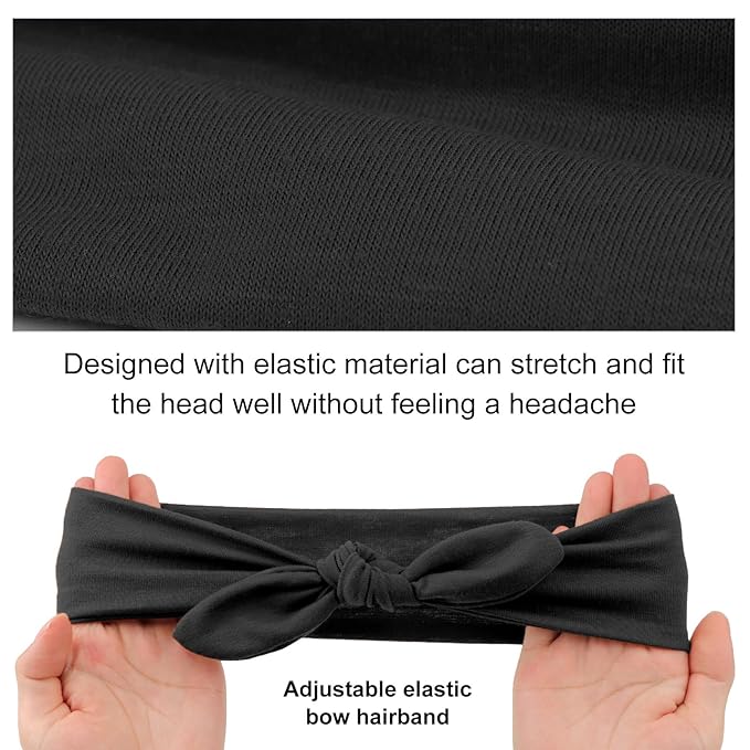 DRESHOW 4 Pack Adjustable Knotted Headbands Non Slip Elastic Yoga Hair Bands Solid Colors Headbands for Women and Girls