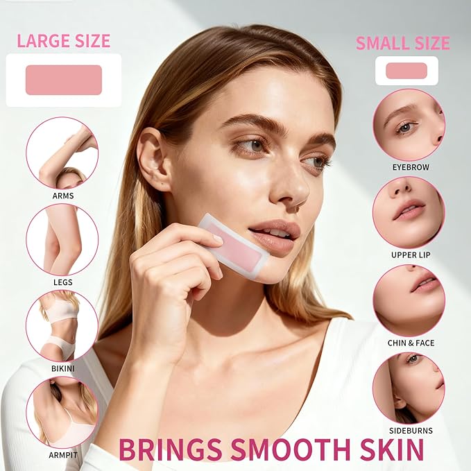 58 PCS Wax Strips - 38 Facial & 20 Body Waxing Kit for Women’ s Hair Removal,Wax Strips for Face,Eyebrow,Body, Arms, Legs, Chest, Back, Bikini/Brazilian Waxing Strips & 4Calming Oil Wipes