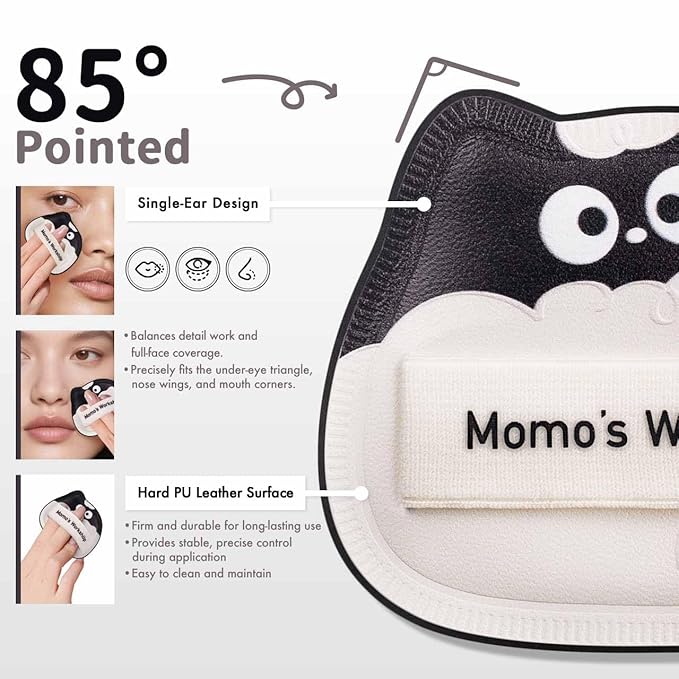 2-Pack Cute Lamb Makeup Sponges, 85° Precision Tip Blender for Foundation & Concealer, Rubycell & PU Leather for Flawless Full-Coverage Makeup & Storage Case