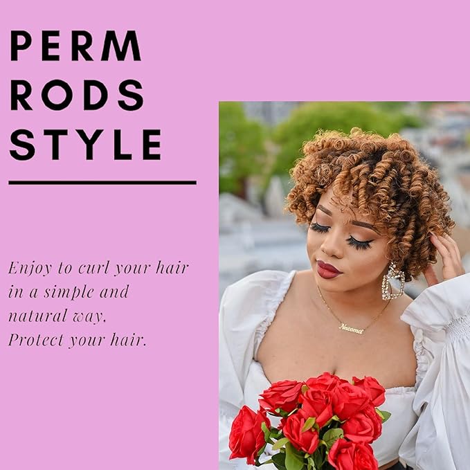 Perm Rods for Natural Hair, 60 pcs Medium Size Hair Rollers for Long Short Hair Styling Tool Hair Curlers