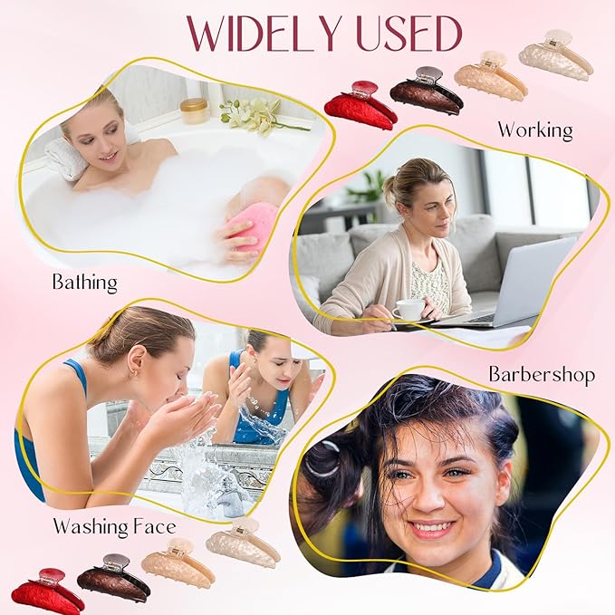 8 Pcs Large Acrylic Hair Claw Clips for Women Non-slip Strong Hold Jaw Clamps for Thick Thin Hair(Ink Painting,Dusk Color)